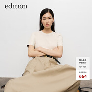 edition針織T恤女秋季真皮短袖羊毛羊絨針織衫EBD3SWT028