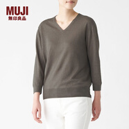 無印良品 MUJI 女式 法國亞麻 V領(lǐng)針織衫 BAC70A0S 棕色 S