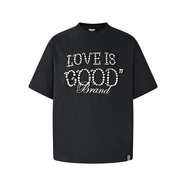 GBGOODBRAND 24S/S LOVE IS GOOD 珍珠標(biāo)語T恤 黑色 男女 黑色 * S