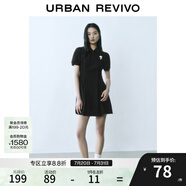 UR2025春季新款女裝立體花朵收腰Polo領(lǐng)短袖連衣裙UYY750054 正黑 L