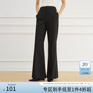 范思藍(lán)恩時尚復(fù)古合體版型喇叭褲女中腰折痕設(shè)計休閑褲25FS11041 黑色 XS