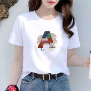 歐洛黛短袖t恤女2025夏季新款3D正肩寬松顯瘦圓領(lǐng)體恤半袖上衣女 白色(彩色A) L 建議105-115斤