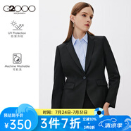 G2000女裝商務(wù)優(yōu)雅西裝外套女長(zhǎng)袖女裝標(biāo)準(zhǔn)短款女士西服21711012 黑色/99(西裝) S