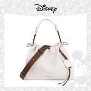 迪士尼（Disney）大容量托特包小眾百搭女士單肩斜挎包 白色+掛件