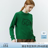 范思藍(lán)恩22FS4339圓領(lǐng)內(nèi)搭套頭毛衣女秋冬外穿萌趣小狗圖案針織衫 復(fù)古綠 XS