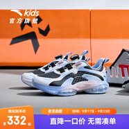 安踏兒童運(yùn)動鞋女大童鞋春夏新款旋鈕扣氣墊緩震UFO5.0天眼跑鞋 【革面】黑/白/藍(lán)-3 35 腳長約22cm
