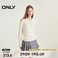 ONLY秋冬含羊毛學(xué)院風(fēng)套頭翻領(lǐng)寬松針織衫女|124313028 A43 奶油白色 XS (155) 76A