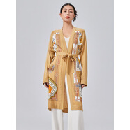 桐鄉(xiāng)金豐源服飾女裝秋季新款針織開衫女高品質(zhì)印花絲羊毛真絲拼接 駝色 L