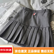 百褶裙春季新款高腰學(xué)院風(fēng)西裝料顯瘦A字裙毛呢半身裙短裙褲女 中灰色【有底褲】 M 3碼(建議100~108斤)