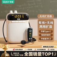 索愛(ài)（soaiy）S-518 FM無(wú)線(xiàn)小蜜蜂擴音器教師專(zhuān)用U盤(pán)TF卡麥克風(fēng)喇叭導游收音機藍牙戶(hù)外音箱音響便攜式 油彩白