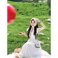 CHIWAWAMEMEQ女家 純白花嫁/85抗皺纖維15天絲莫代爾白色長(zhǎng)裙 氧氣白(85%抗皺纖維15%天絲莫代 均碼 L