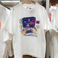 優(yōu)U試衣間同款男女情侶裝Skater潮流印花T恤短袖HYPEBEAST運動半 白色游戲機459201 S