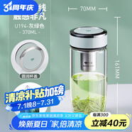 萬象（WANXIANG）單層加厚玻璃杯女生可愛型花茶水杯小巧便攜水杯家用過濾泡茶杯子 U194-灰綠色
