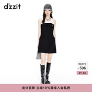 DZZIT地素春夏新款甜酷少女黑白撞色拼接無袖連衣裙女 黑色 XS