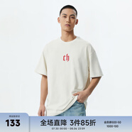 CHINISM CH純色簡約短袖男夏季T恤半袖時尚寬松潮流休閑潮牌圓領(lǐng)情侶上衣 復(fù)古紅 2XL