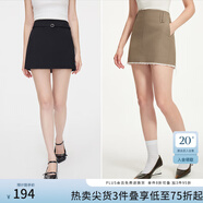 范思藍(lán)恩秋季高腰短裙女2024新款灰色氣質(zhì)通勤淑女韓版小A字裙子女送腰帶 黑色 XS