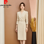 皮爾卡丹（pierre cardin）白領(lǐng)職業(yè)西裝高端連衣裙2025新款夏季氣質(zhì)正式場(chǎng)合通勤正裝OL套 米白色長(cháng)袖連衣裙 L