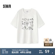 森馬（Semir）短袖T恤女設(shè)計(jì)感繡花套頭衫趣味ins潮夏個(gè)性寬松上衣女生小眾 本白10101 S