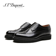 S.T.DUPONT CLASSICS都彭男鞋開邊珠頭層牛皮系帶布洛克商務(wù)正裝新郎鞋婚鞋 黑色 38