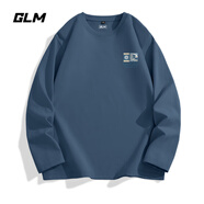 GLM白色長(cháng)袖t恤男春秋季重磅男裝打底衫純棉吸汗寬松大碼男士衣服