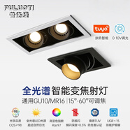 普洛緹（PULUOTI） 雙頭斗膽燈led射燈方形格柵燈科銳cree嵌入式cob無(wú)主燈斗盞燈 護眼雙頭-黑白-2*5W-暖黃3000K