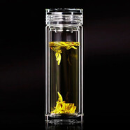 拓進(jìn)日本進(jìn)口品質(zhì)水晶級雙層玻璃杯耐熱防爆耐高溫水杯家用便攜透明保 高透明杯蓋大方高400ml