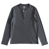 佐丹奴（Giordano）T恤男秋冬舒適復(fù)古亨利衫棉純色亨利領(lǐng)長(zhǎng)袖t恤男 04 雪花深灰色0222821 L