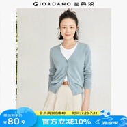 佐丹奴針織衫女辦公室外套純棉開衫女V領(lǐng)外搭薄款空調(diào)衫05350649 29阿羅納藍 L