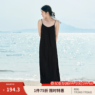 茵曼（INMAN）波西米亞吊帶油畫連衣裙女2025夏季新款度假裙子 黑色 XL