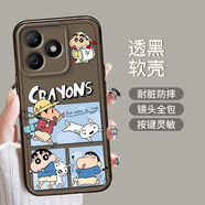 尚閃千適用于OPPOA5活力版手機殼蠟筆小新A5卡通情侶A5Pro直邊透明硅膠軟套全包防摔新款 A5活力版【透黑底睡衣小新】