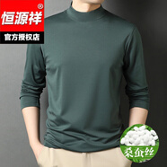 恒源祥桑蠶絲長袖T恤男半高領(lǐng)基礎(chǔ)款打底衫春秋季莫代爾休閑內(nèi)搭秋衣潮 綠色（中領(lǐng)款） M 170