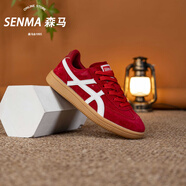 森馬（Senma）復(fù)古德訓(xùn)鞋男女秋季增高休閑情侶板鞋百搭運(yùn)動(dòng)厚底增高小白鞋 紅色 35