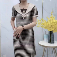 酷章（KUZHANG）減齡條紋連衣裙女矮個子2025夏季新款前拉鏈衛(wèi)衣裙時尚顯瘦休閑裙 條紋連衣裙 M 約100斤內(nèi)
