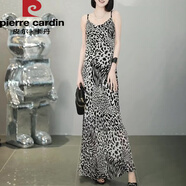 皮爾卡丹氣質(zhì)豹紋無(wú)袖吊帶連衣裙2025新款女夏修身顯瘦裙子高級感a字長(cháng)裙 豹紋連衣裙 M 建議85-100斤