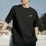 NIKE耐克正品棉短袖男跑步透氣運動T恤新款休閑上衣小標(biāo)五分袖 黑色_BV0508-010 純棉透氣 M 推薦120-130斤