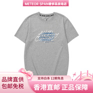 斯凱奇（Skechers）撞色圓領(lǐng)運(yùn)動(dòng)套頭短袖男女同款中花灰 中花灰/004F XS