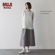 無(wú)印良品（MUJI）女式 漢麻棉輕便長(zhǎng)裙 長(zhǎng)半身裙女裙子 25年夏季女裝 BE1VBC5S 灰色條紋 XL （165/74A）