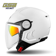 GSB C290摩托車頭盔四分之三雙鏡片盔夏季頭盔電動車踏板gsb新式半盔 珍珠白 XL（建議 58 - 59 頭圍）