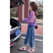 酷章（KUZHANG）酷章2025超火春裝套裝時尚休閑毛衣牛仔褲小個子 單褲子-版 XL