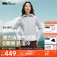 蕉下（beneunder）外套女氣絨棉服中暖彈力連帽戶外運(yùn)動(dòng)秋冬CL231藍(lán)煙灰XL