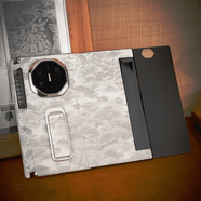 適用華為MateXT手機殼新款翻蓋山水圖腕帶支架智能視窗保護套 【山河圖-白色】腕帶支架皮套 華為mateXT