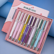 英雄（HERO）鋼筆 E601 學(xué)生卡通文具三年級正姿練字日常書寫套裝 女款 10支裝 （顏色隨機）