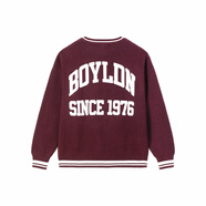 BOY LONDON【赤色校園】BOYLONDON冬情侶撞色學(xué)院風(fēng)棗紅色針織套頭衫N60020 棗紅色 XL