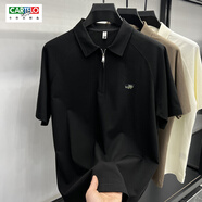 卡帝樂鱷魚CARTELO鱷魚品牌男短袖t恤夏季polo衫男士翻領(lǐng)休閑純棉體恤上衣潮 25071黑色 M 建議105-125斤