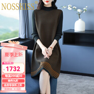 NOSSKISS輕奢高檔品牌針織連衣裙女2025年秋冬新款長(cháng)袖氣質(zhì)顯瘦保暖毛衣裙 墨綠色 M 90-105斤