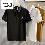 浪古 LAWKUL 夏季新款男裝短袖t恤純色簡(jiǎn)約百搭修身上衣半袖體恤Polo領(lǐng) 黑色 M