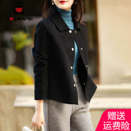 AEMAPE短外套女2025春秋季新款呢子外套女韓版氣質(zhì)時(shí)尚寬松上衣 黑色 2XL _138-152斤