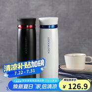 樂扣樂扣（LOCK&LOCK）菲特旋蓋輕量保溫杯商務(wù)情侶水杯子白藍(lán)+黑紅450ml*2情人節(jié)禮物