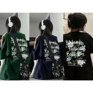 南極人印花短袖t恤男夏季新款大碼高街潮牌上衣服休閑寬松半袖體恤X JXFS-A445綠色+A445藏青+A445黑 S 【尺碼偏小，喜歡寬松建議拍大