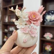 MPPMCK景德鎮陶瓷擺件工藝精品陶瓷花瓶手工花各種花型套組精美擺件茶臺 套組二